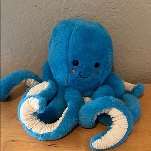 Aroma Home Snuggables Microwave Bright Blue Plush Octopus with Cream Tentacles